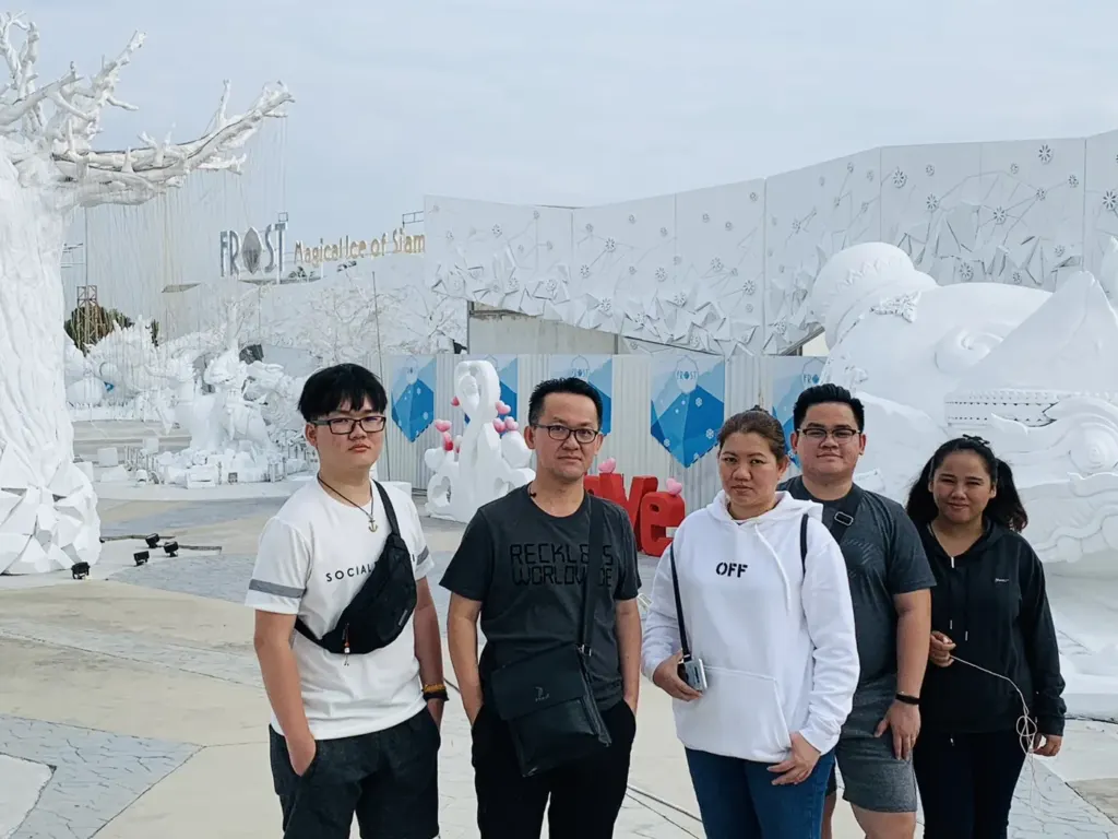 Group at a snow park attraction