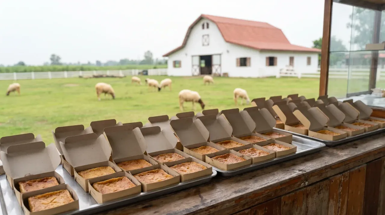 Khanom mo kaeng desserts and sheep farm at Pansuk Food and Farm, Phetchaburi
